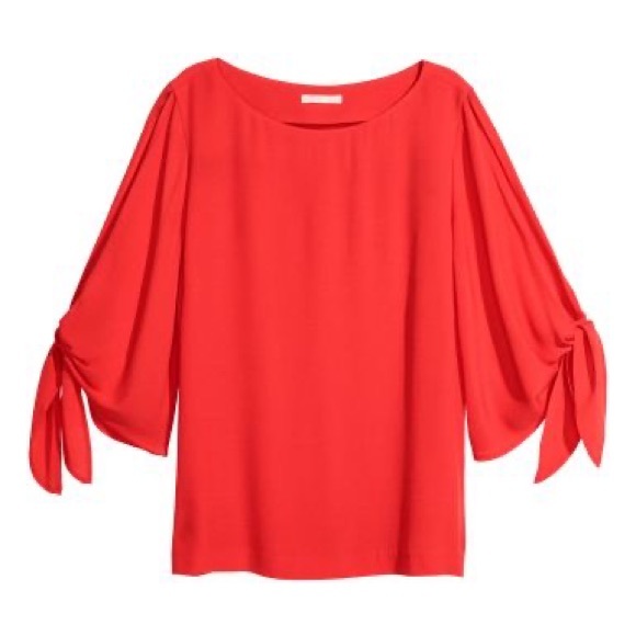 H&M Red Tie-sleeve Blouse - Picture 1 of 1